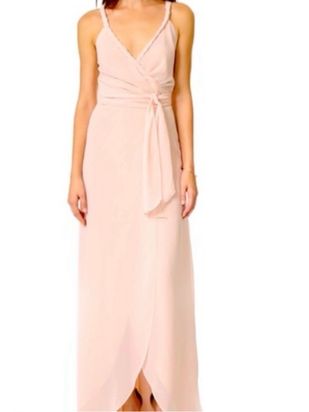 Ceremony by Joanna August - Blush Pink Wrap Maxi Dress, racer back